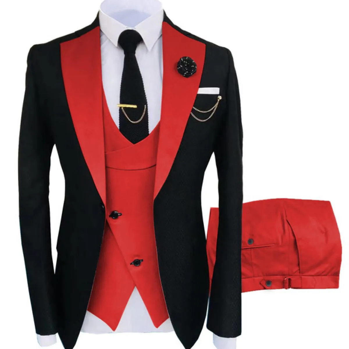 Nuovo Costume Homme Abbigliamento Popolare Luxury Party Stage Abito da uomo Groomsmen Regular Fit Tuxedo 3 Peice Set Giacca + pa