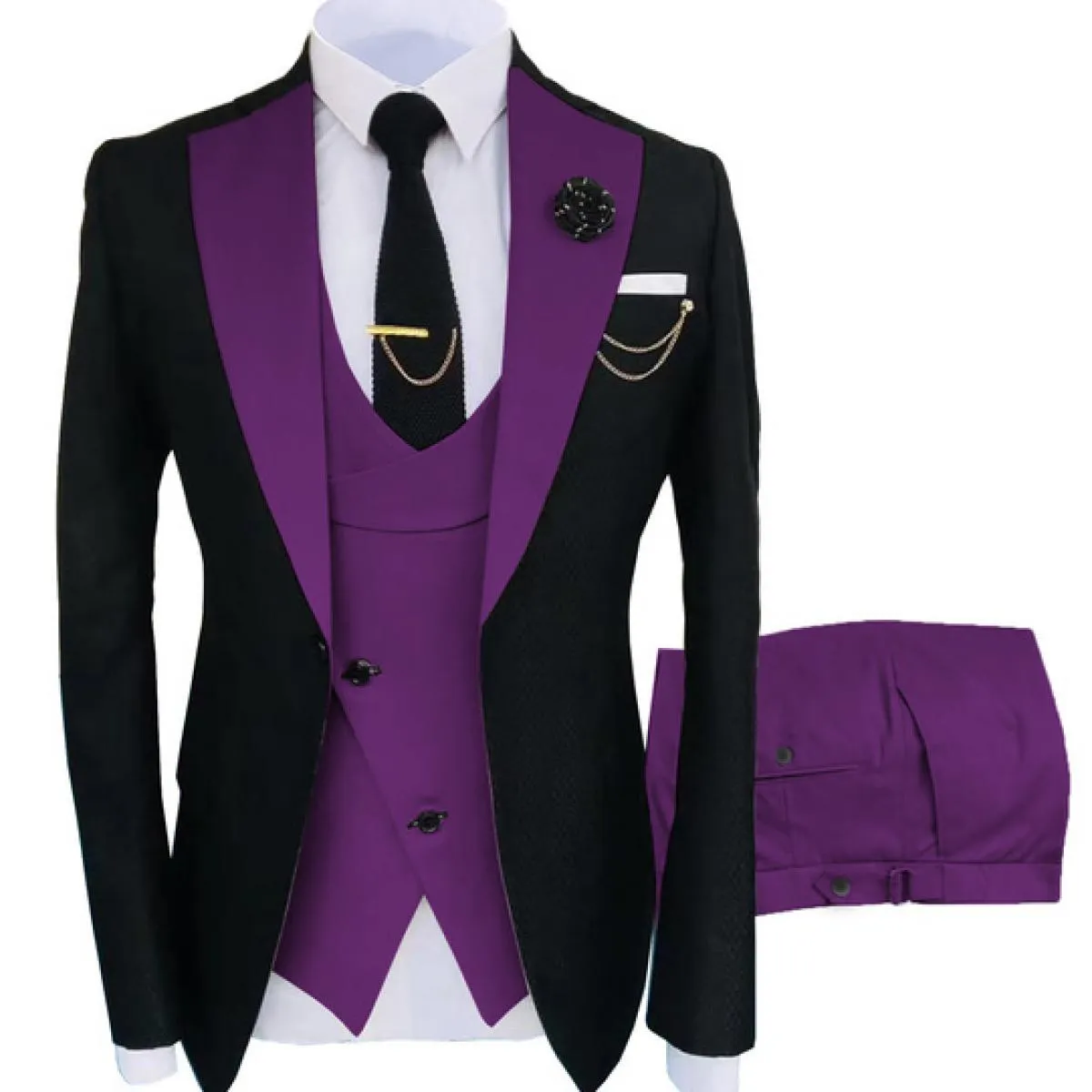 Nuovo Costume Homme Abbigliamento Popolare Luxury Party Stage Abito da uomo Groomsmen Regular Fit Tuxedo 3 Peice Set Giacca + pa