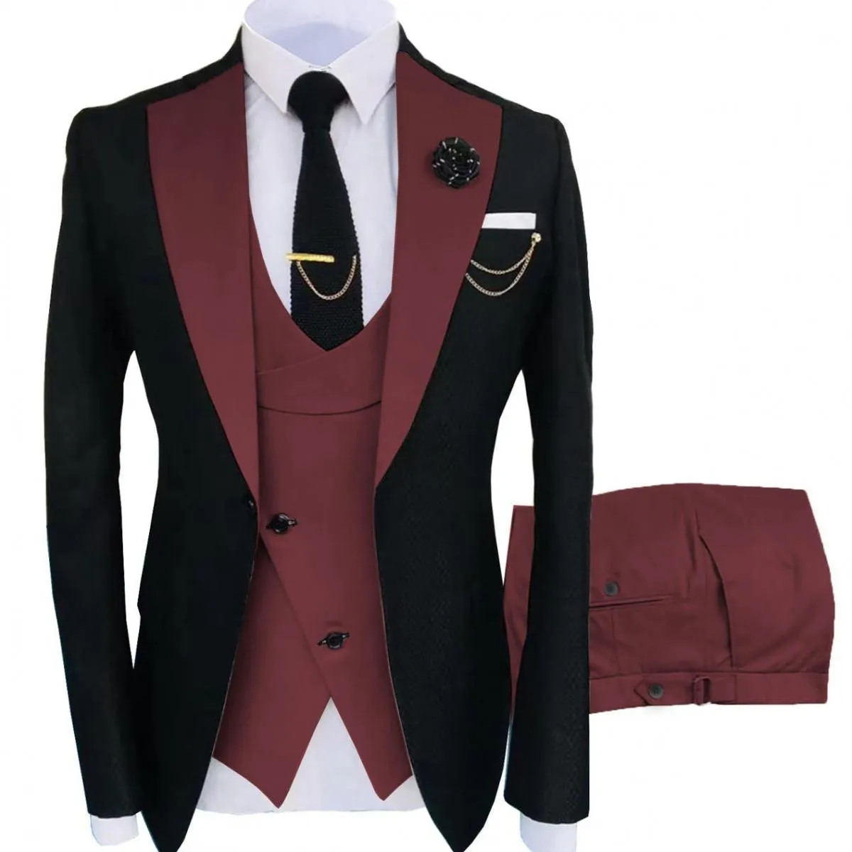 Nuovo Costume Homme Abbigliamento Popolare Luxury Party Stage Abito da uomo Groomsmen Regular Fit Tuxedo 3 Peice Set Giacca + pa