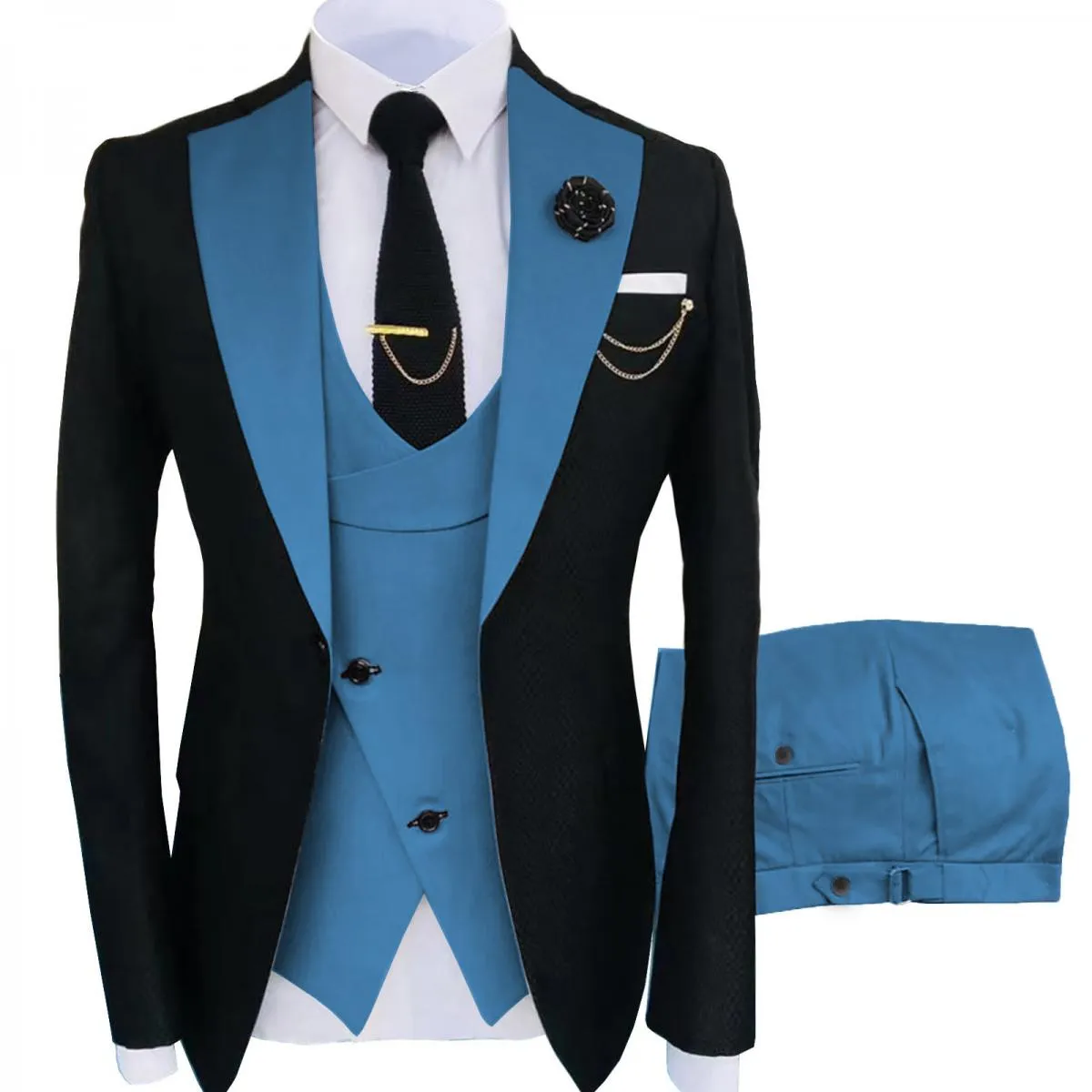 Nuovo Costume Homme Abbigliamento Popolare Luxury Party Stage Abito da uomo Groomsmen Regular Fit Tuxedo 3 Peice Set Giacca + pa