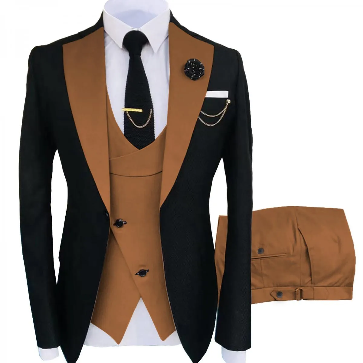 Nuovo Costume Homme Abbigliamento Popolare Luxury Party Stage Abito da uomo Groomsmen Regular Fit Tuxedo 3 Peice Set Giacca + pa