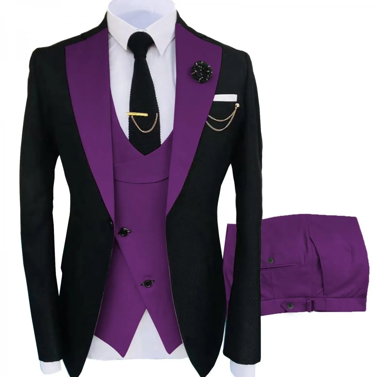 Nuovo Costume Homme Abbigliamento Popolare Luxury Party Stage Abito da uomo Groomsmen Regular Fit Tuxedo 3 Peice Set Giacca + pa