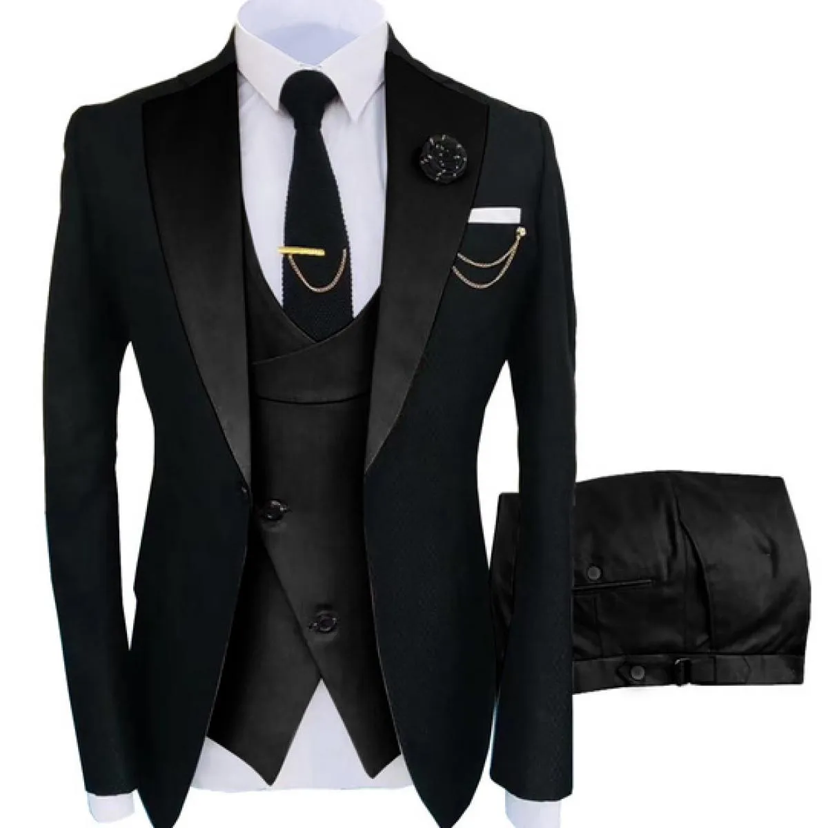 Nuovo Costume Homme Abbigliamento Popolare Luxury Party Stage Abito da uomo Groomsmen Regular Fit Tuxedo 3 Peice Set Giacca + pa