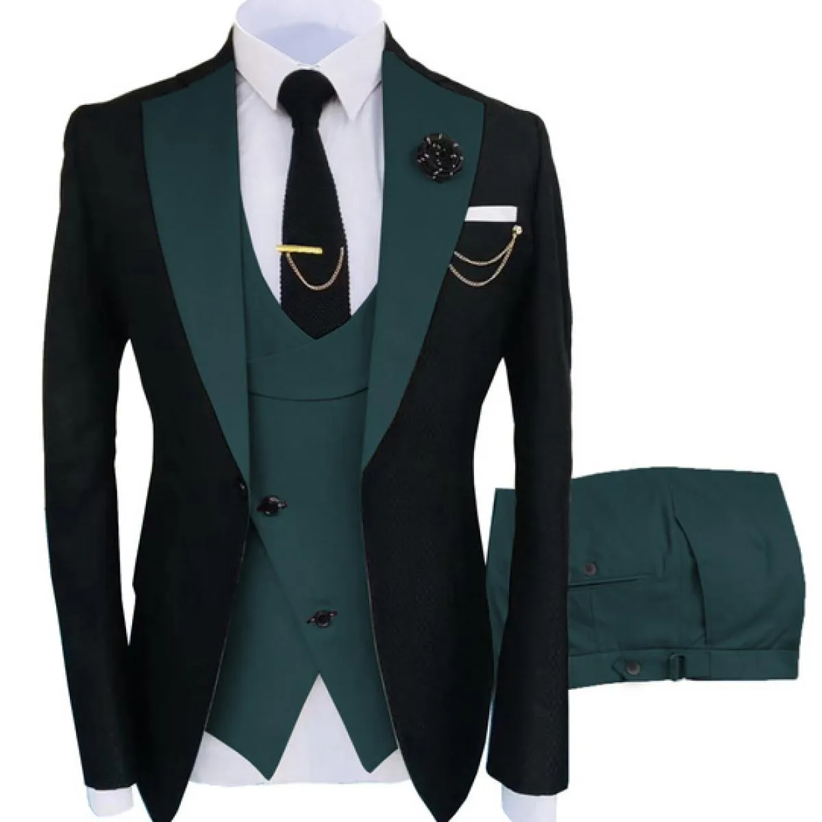 Nuovo Costume Homme Abbigliamento Popolare Luxury Party Stage Abito da uomo Groomsmen Regular Fit Tuxedo 3 Peice Set Giacca + pa