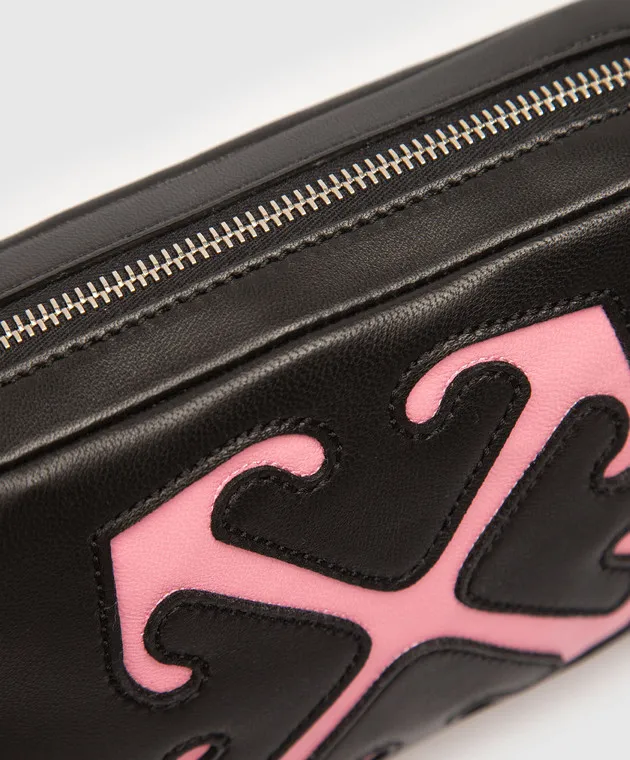 Off-White Borsa a tracolla in pelle nera con logo Arrow OWNX038F24LEA001