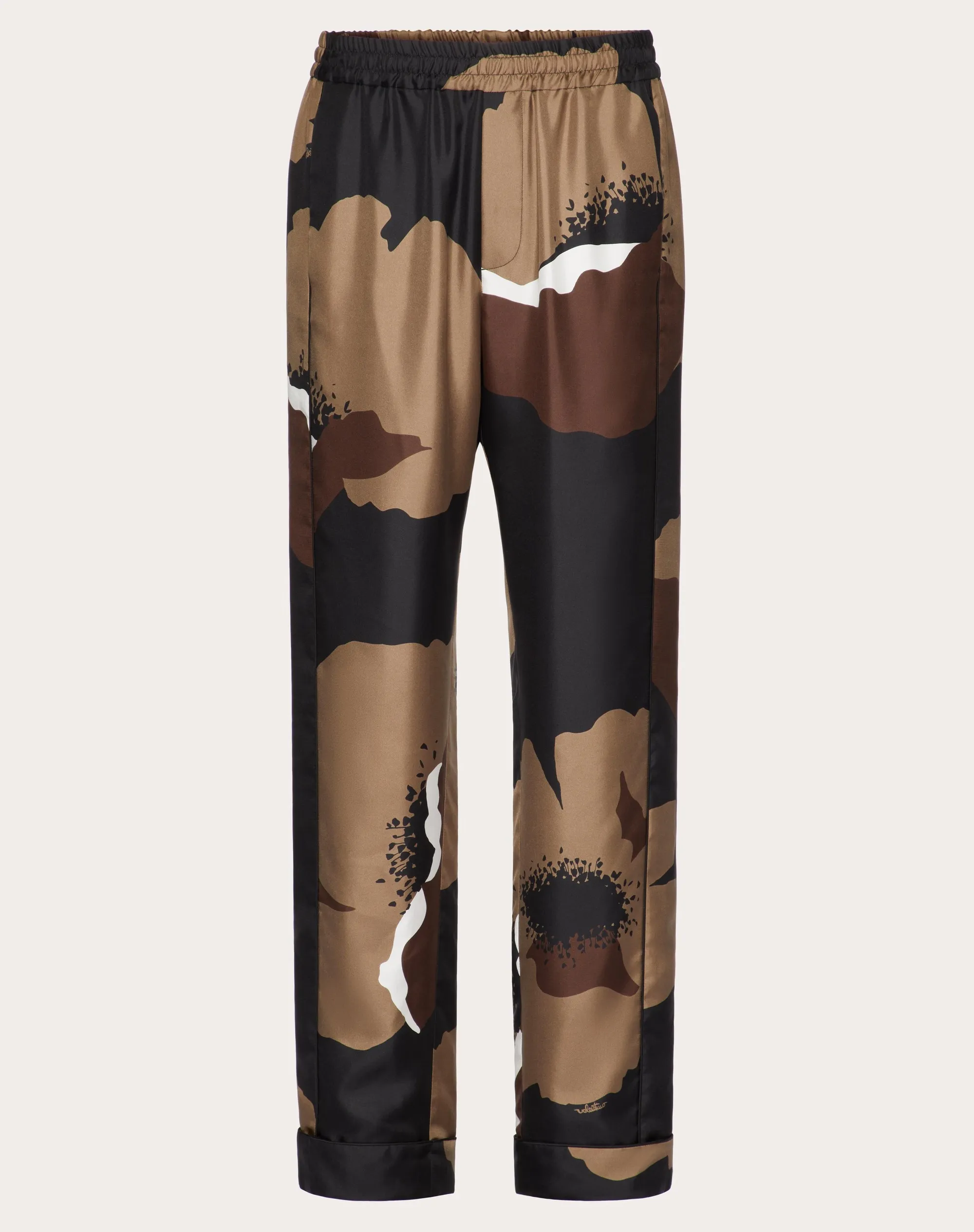 PANTALONE PIGIAMA IN TWILL DI SETA CON STAMPA VALENTINO FLOWER PORTRAIT