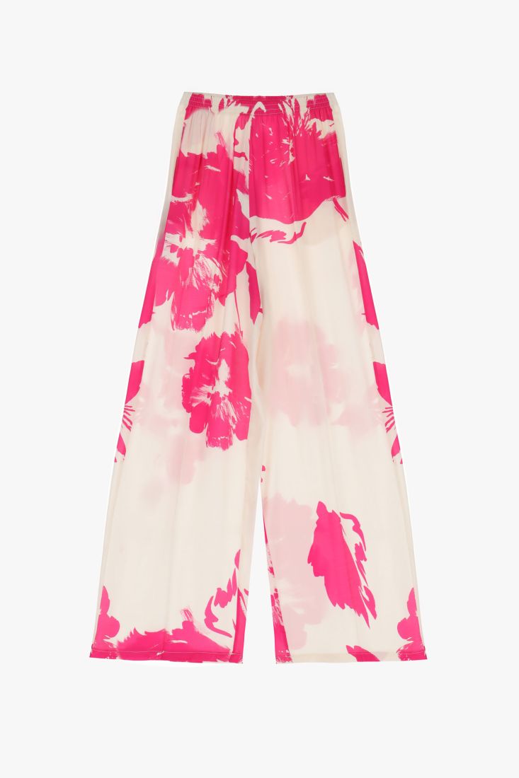 Pantaloni a palazzo con fantasia floreale