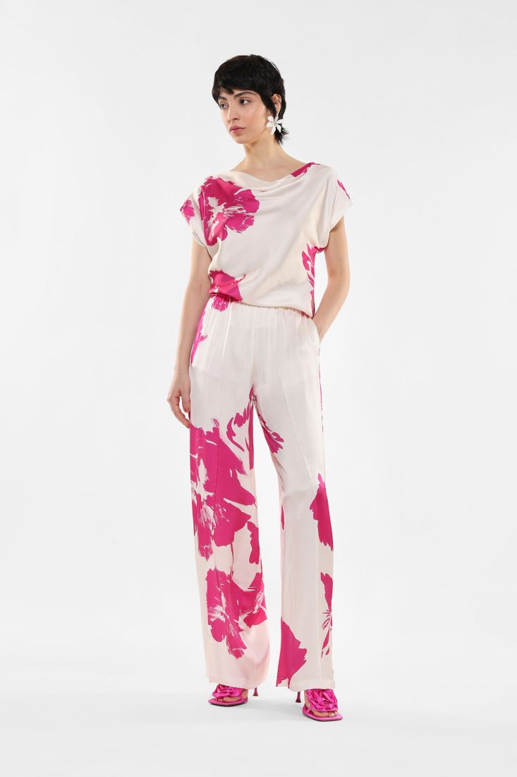 Pantaloni a palazzo con fantasia floreale