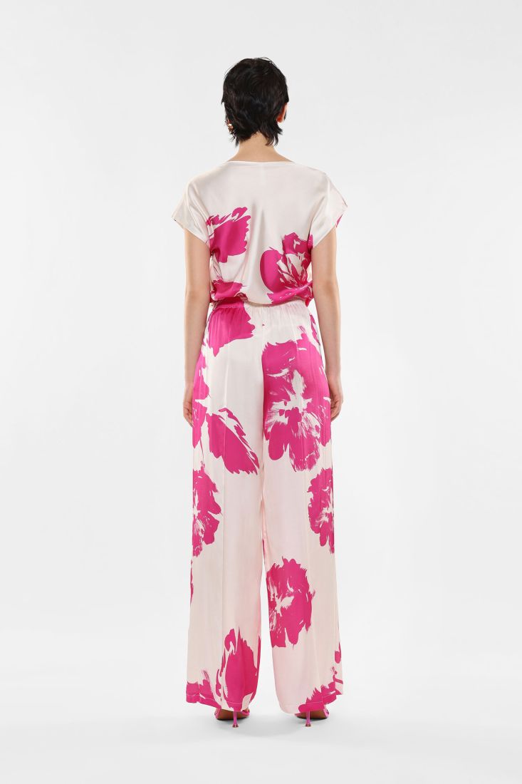 Pantaloni a palazzo con fantasia floreale