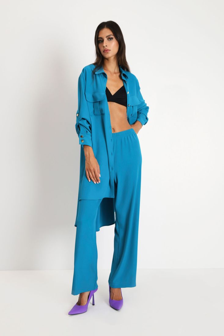 Pantaloni a palazzo monocolour con vita elasticizzata