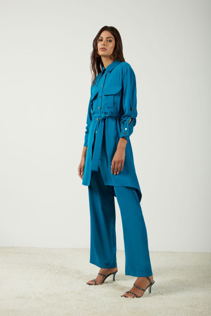 Pantaloni a palazzo monocolour con vita elasticizzata