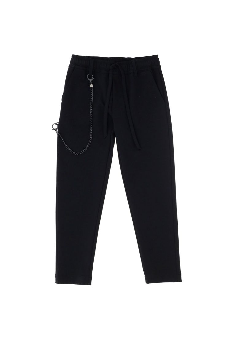 Pantaloni bambino straight monocolour con catena