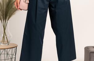 Pantaloni eleganti dal taglio ampio Mancha, blu scuro