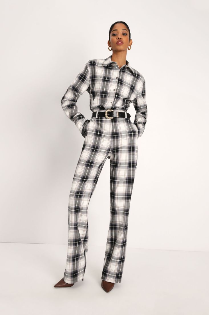 Pantaloni flare fantasia a quadri