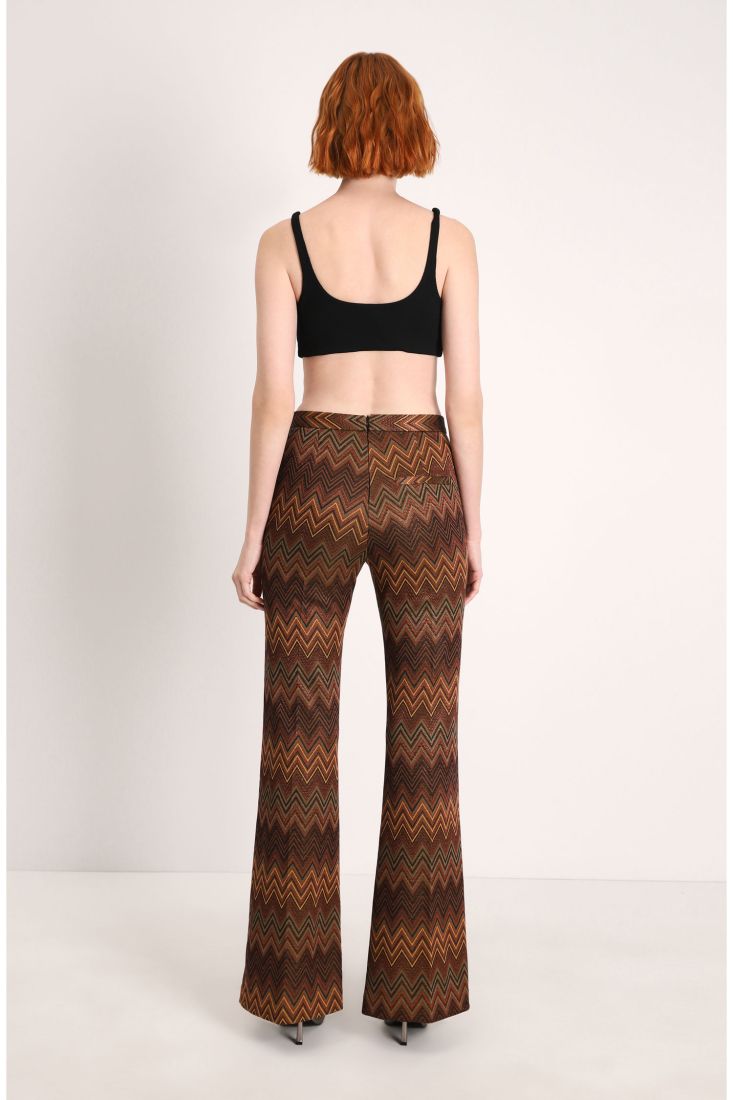 Pantaloni flare fantasia geometrica con vita elasticizzata