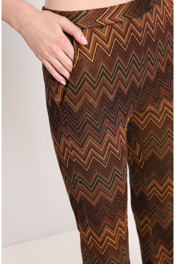 Pantaloni flare fantasia geometrica con vita elasticizzata