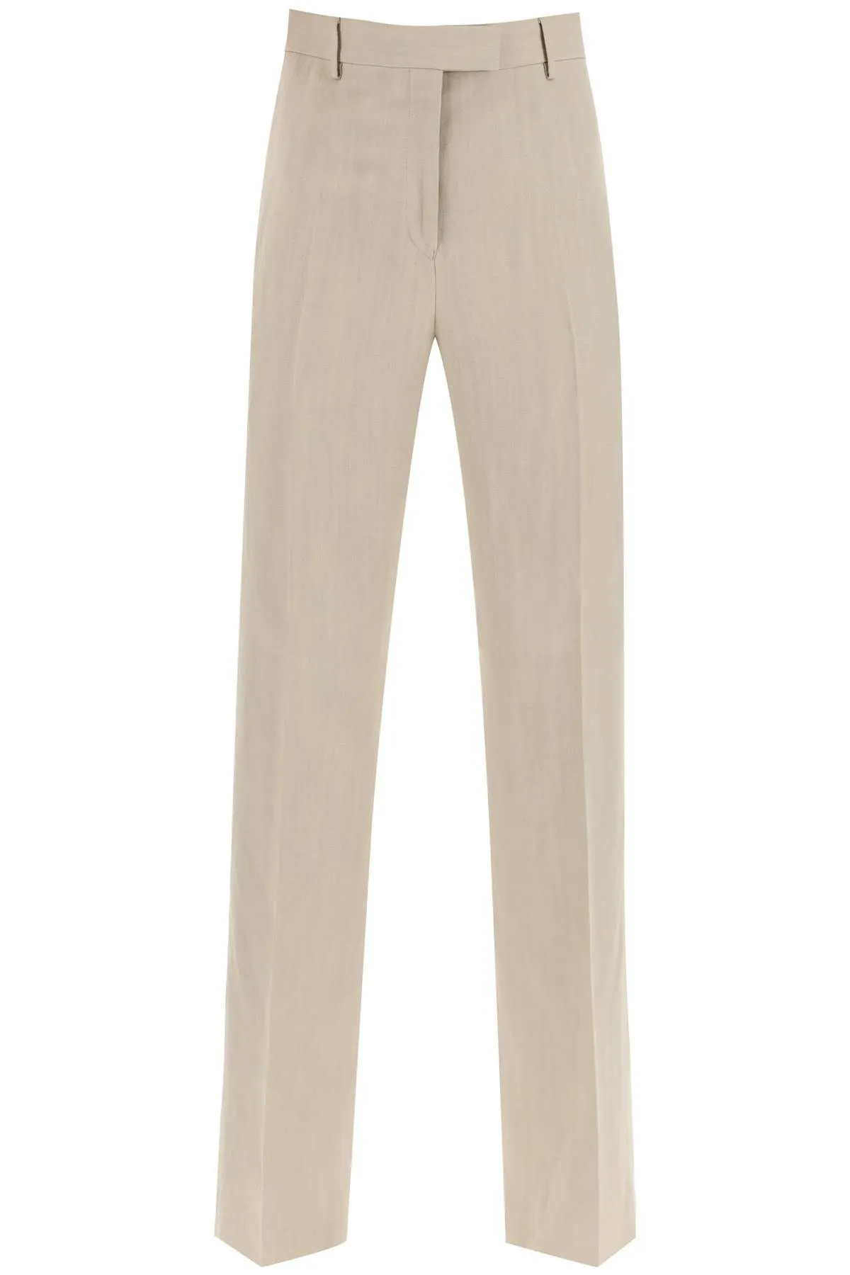 Pantaloni sartoriali a gamba dritta in misto lino