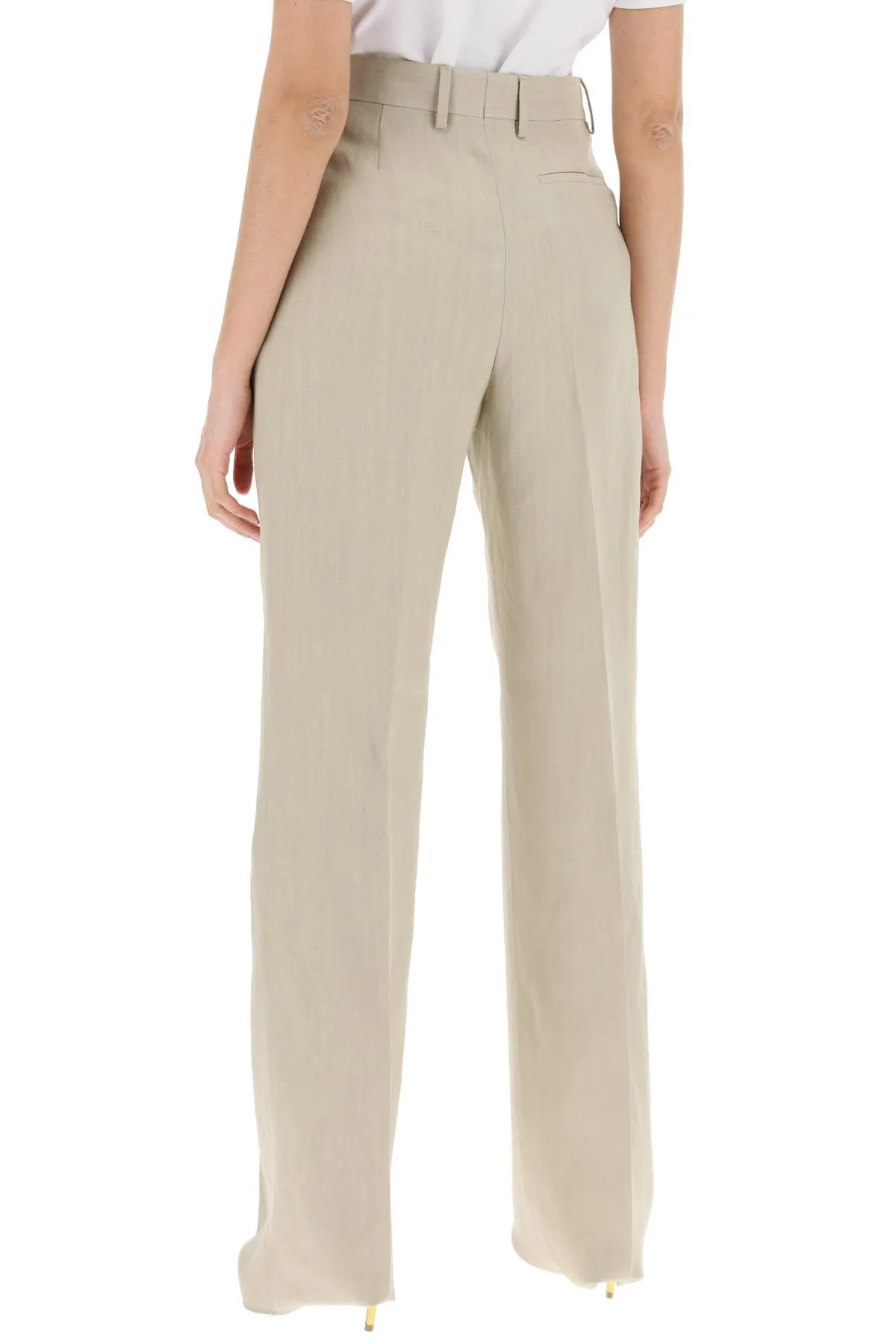 Pantaloni sartoriali a gamba dritta in misto lino
