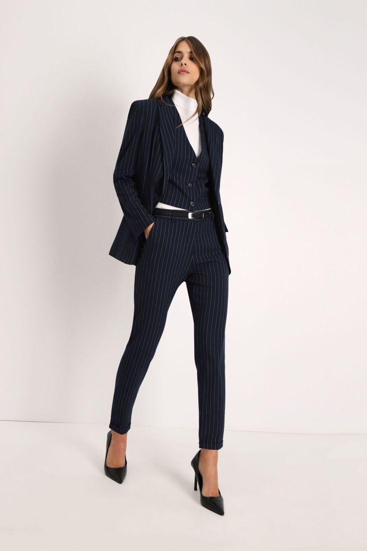 Pantaloni skinny a righe con tasche americane