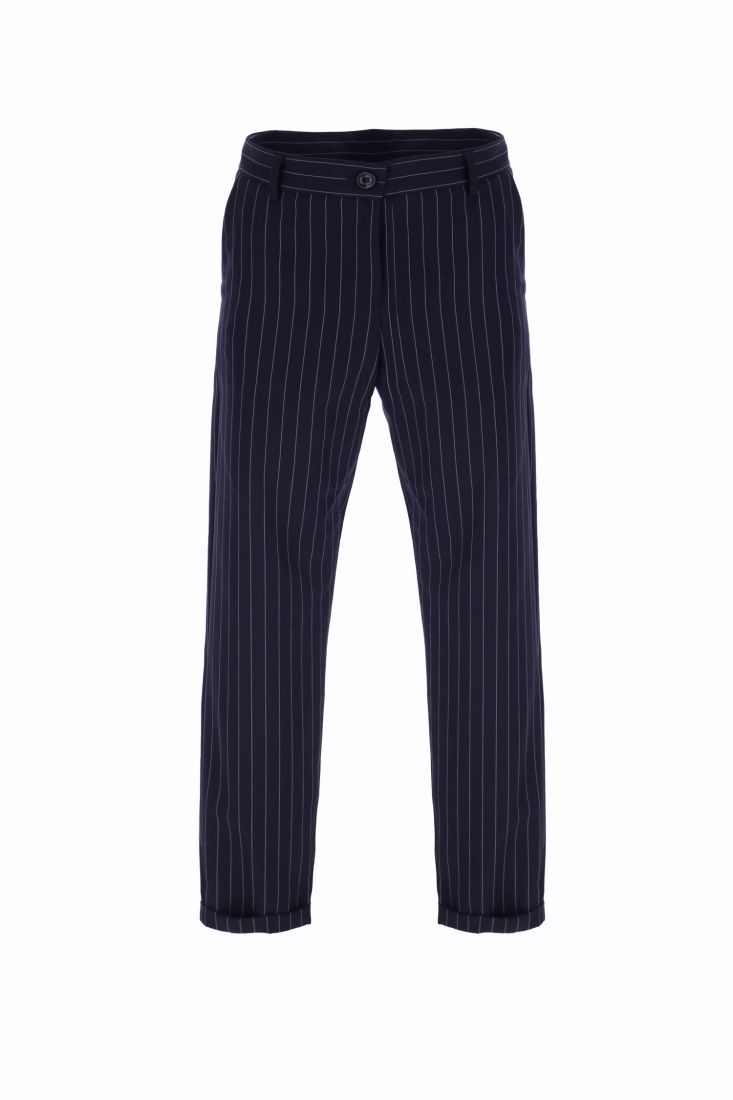 Pantaloni skinny a righe con tasche americane