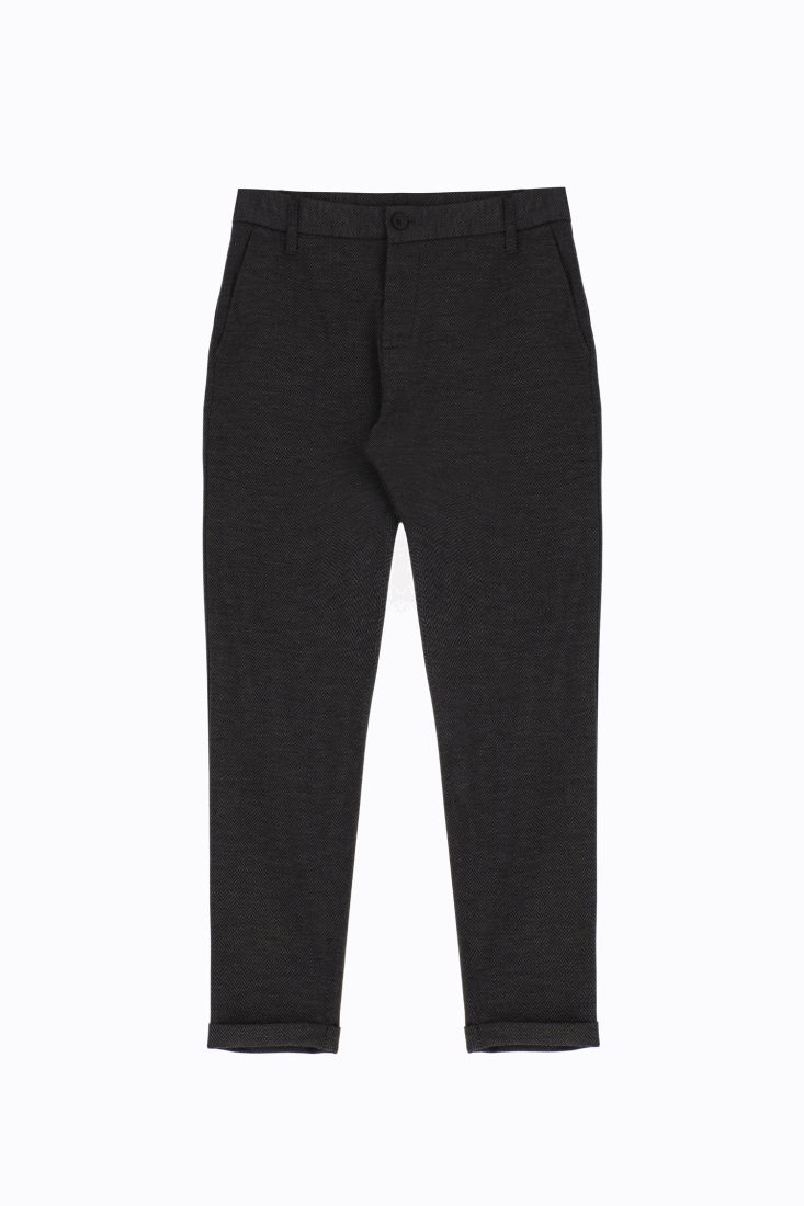 Pantaloni slim-fit cropped monocolour con tasche americane