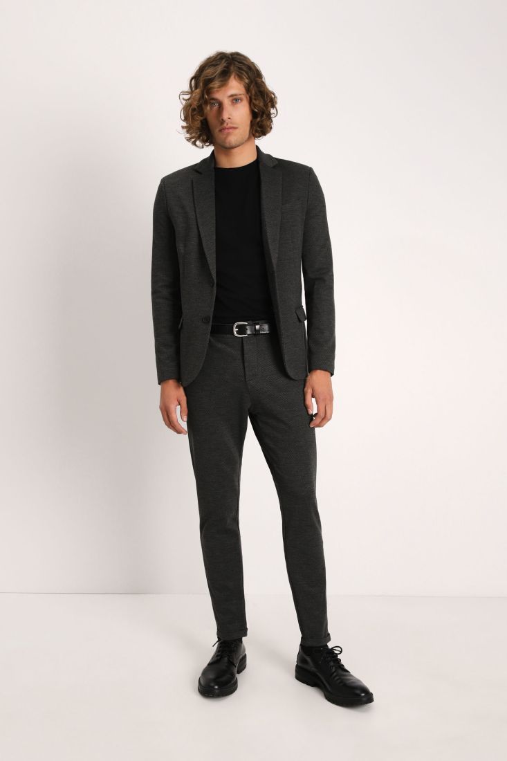 Pantaloni slim-fit cropped monocolour con tasche americane