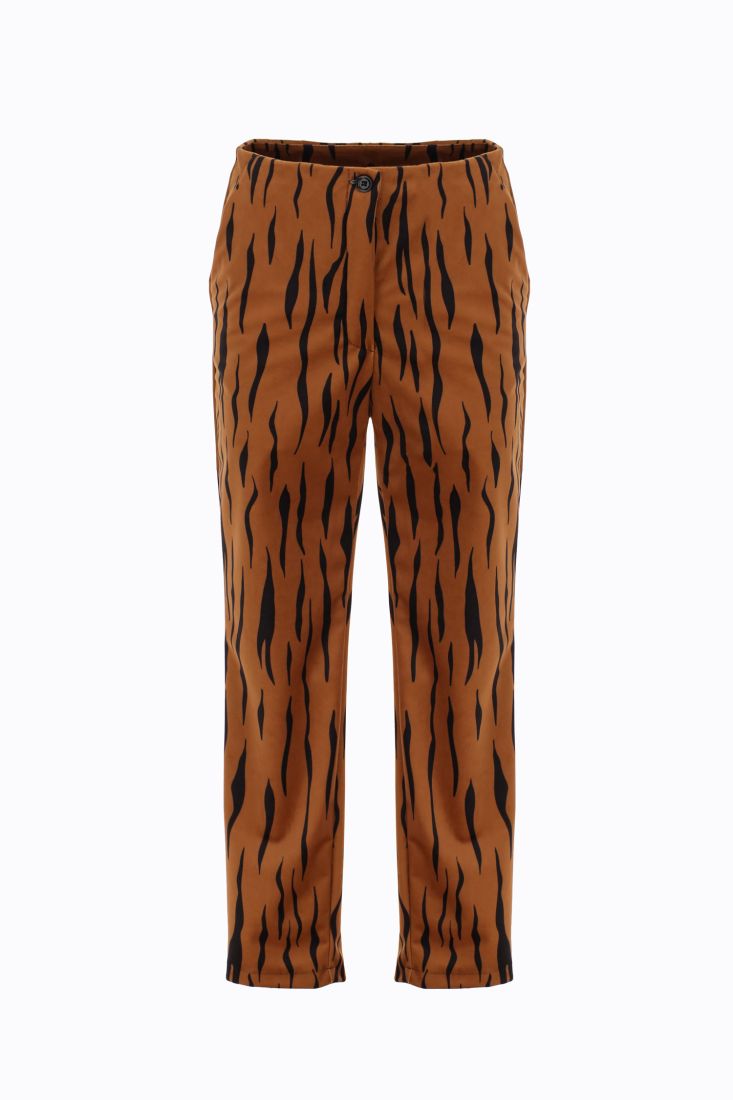 Pantaloni slim-fit fantasia animalier con tasche americane