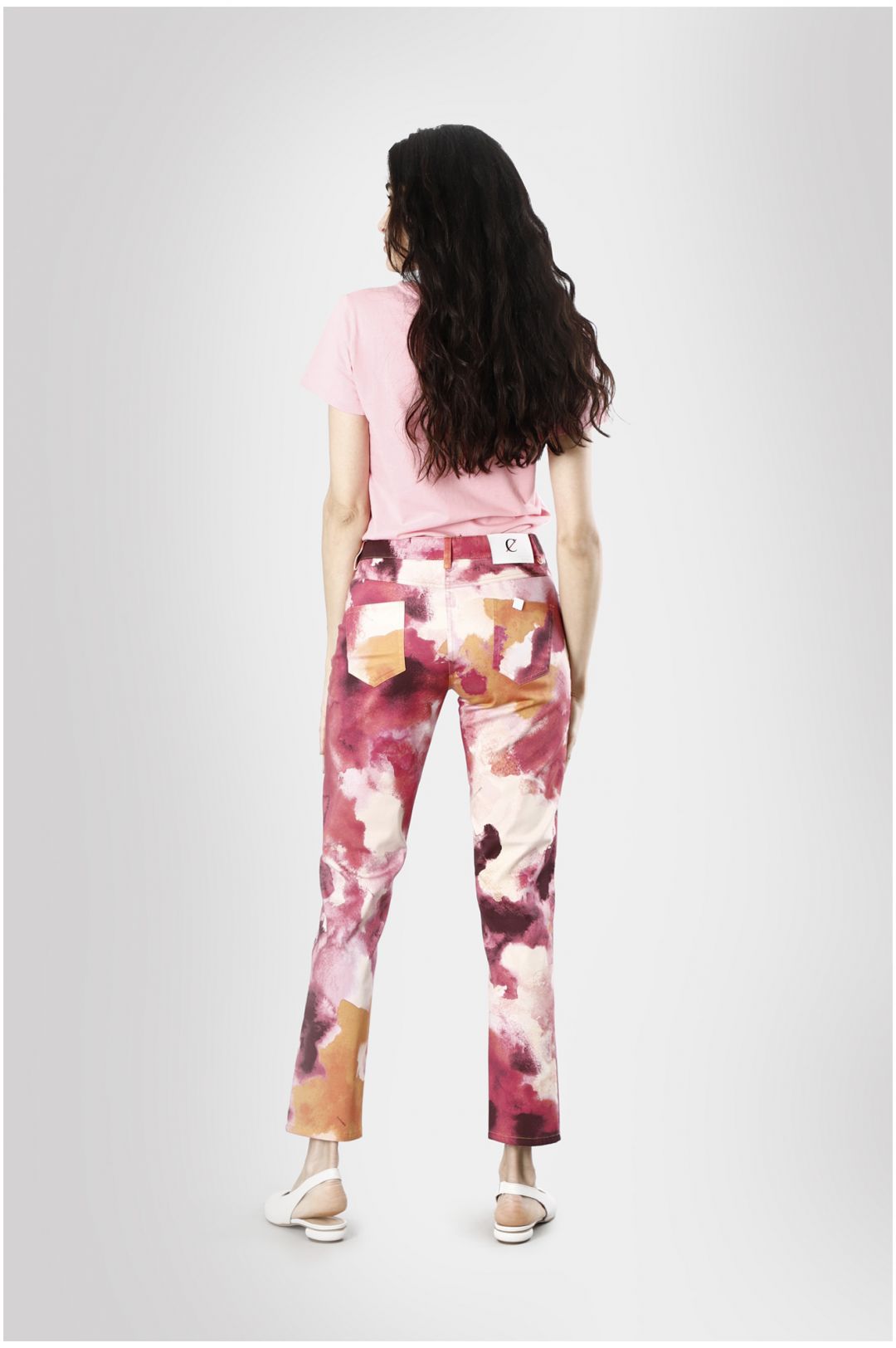 pantaloni slim stampati in tessuto di cotone elasticizzato camouflage multirosa