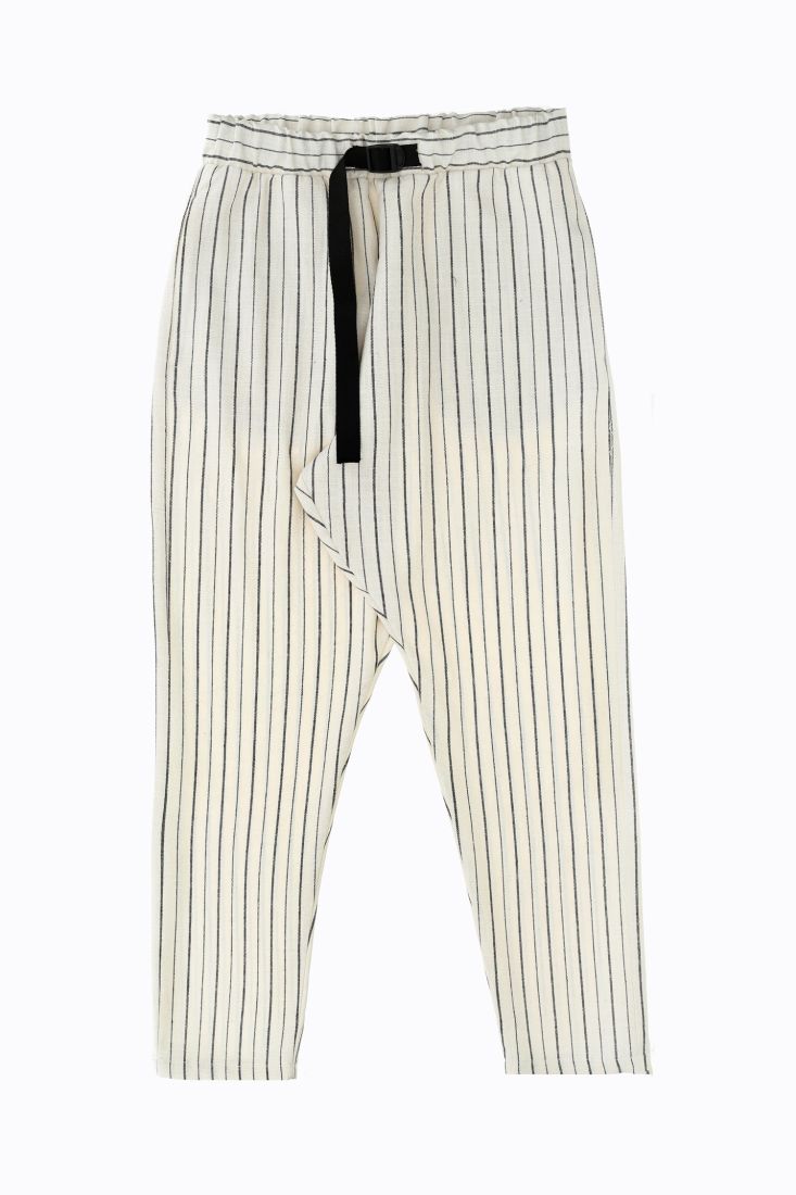 Pantaloni straight a righe con vita regolabile