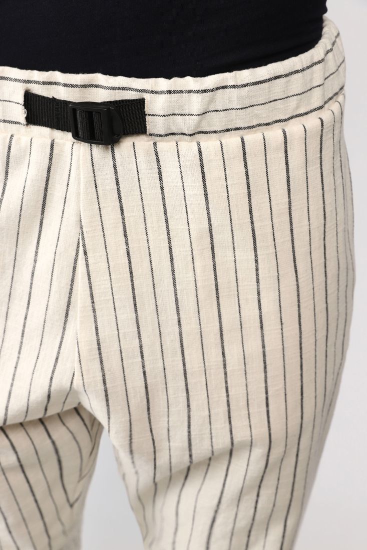 Pantaloni straight a righe con vita regolabile
