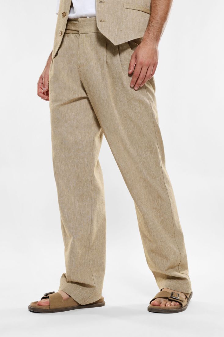 Pantaloni straight con tasche verticali e pinces