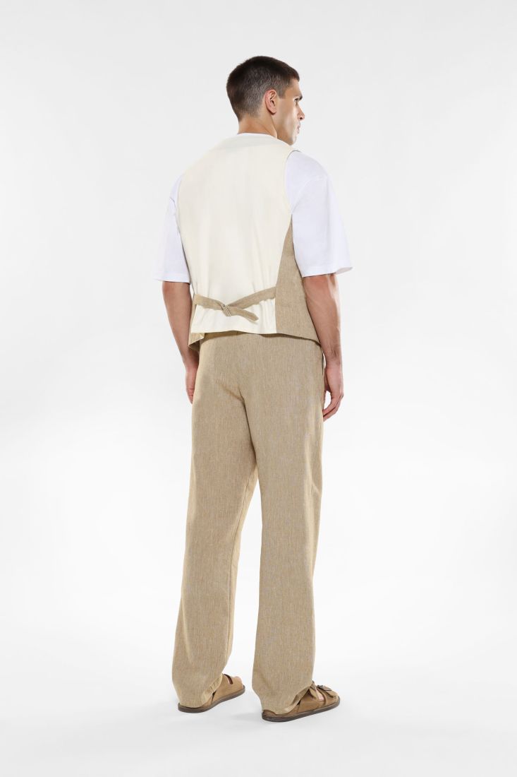 Pantaloni straight con tasche verticali e pinces