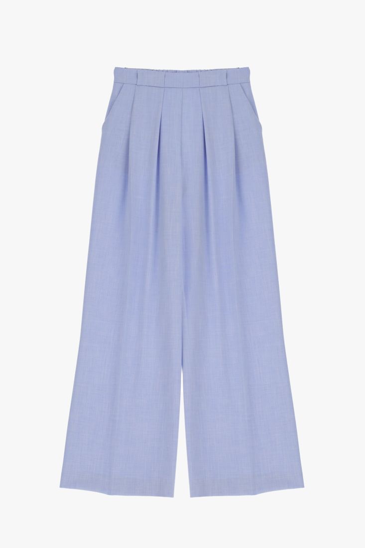 Pantaloni straight effetto denim con pinces