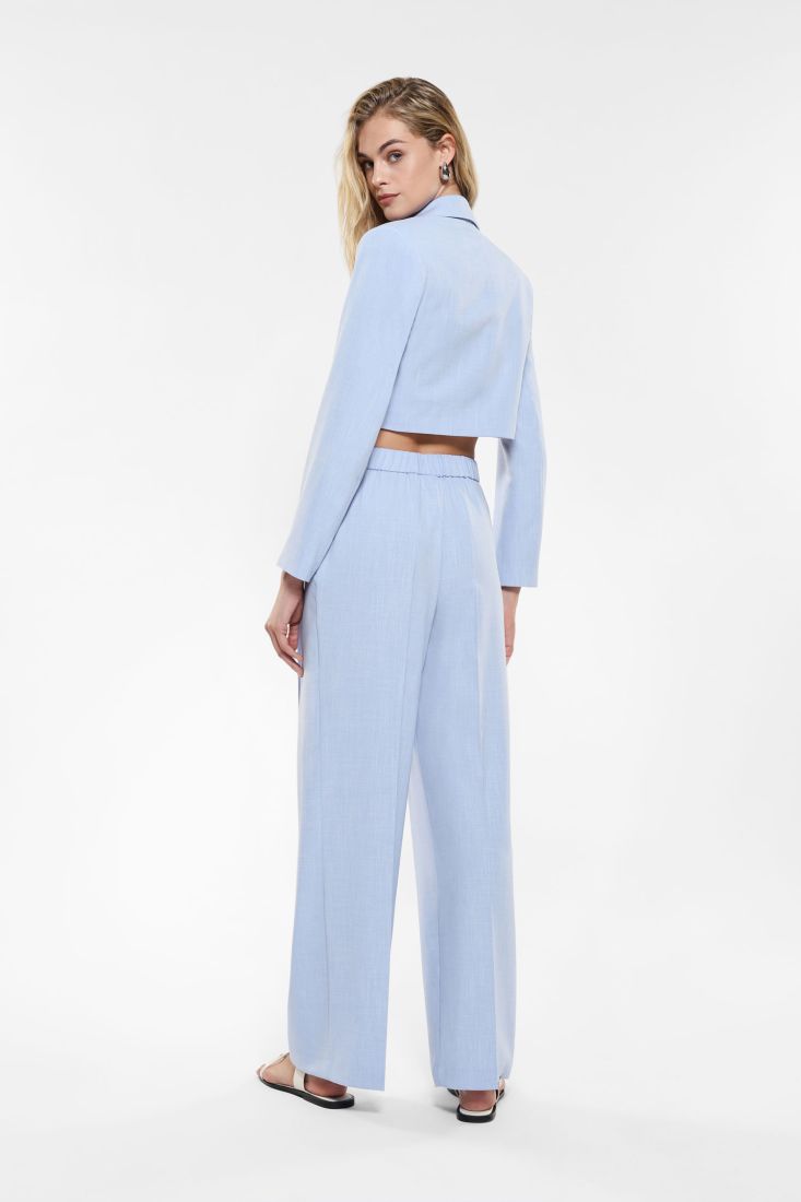 Pantaloni straight effetto denim con pinces