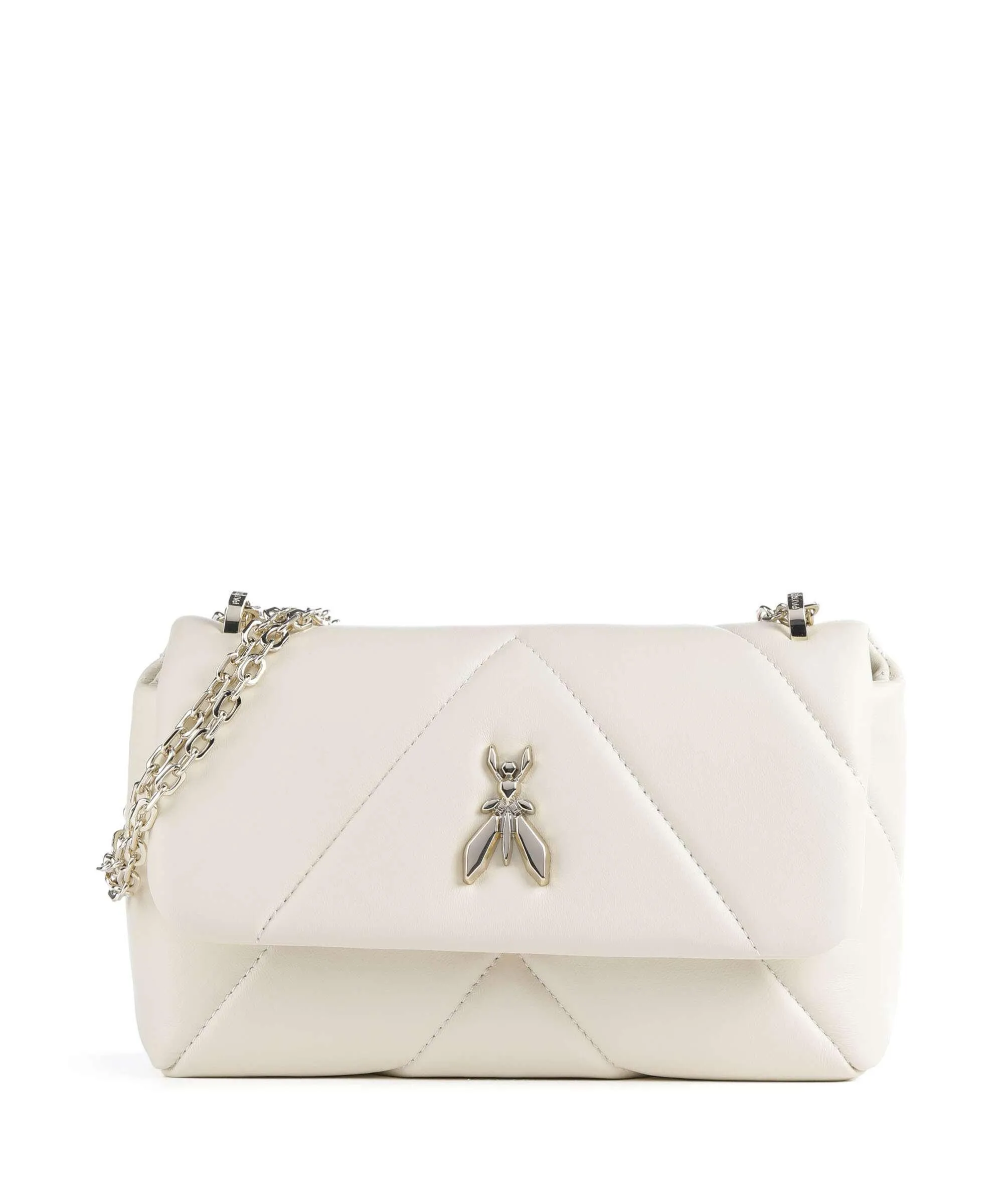  Patrizia Pepe Fly Padded Borsa a spalla pelle di capra grana avorio  