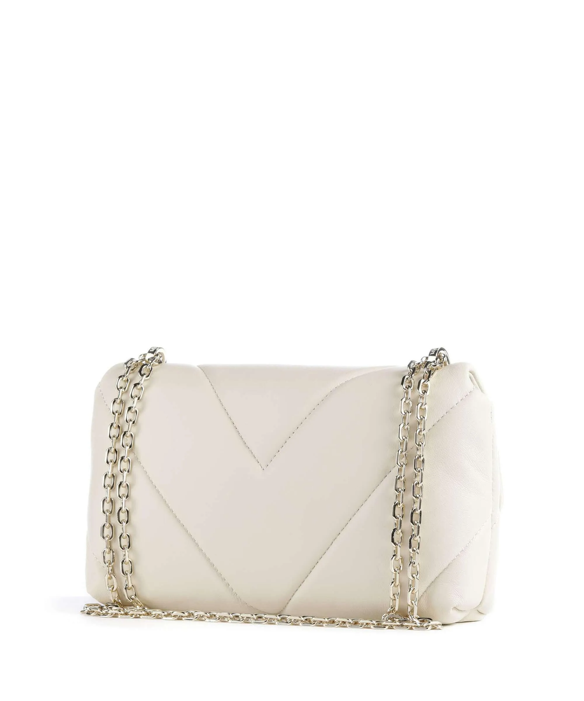  Patrizia Pepe Fly Padded Borsa a spalla pelle di capra grana avorio  