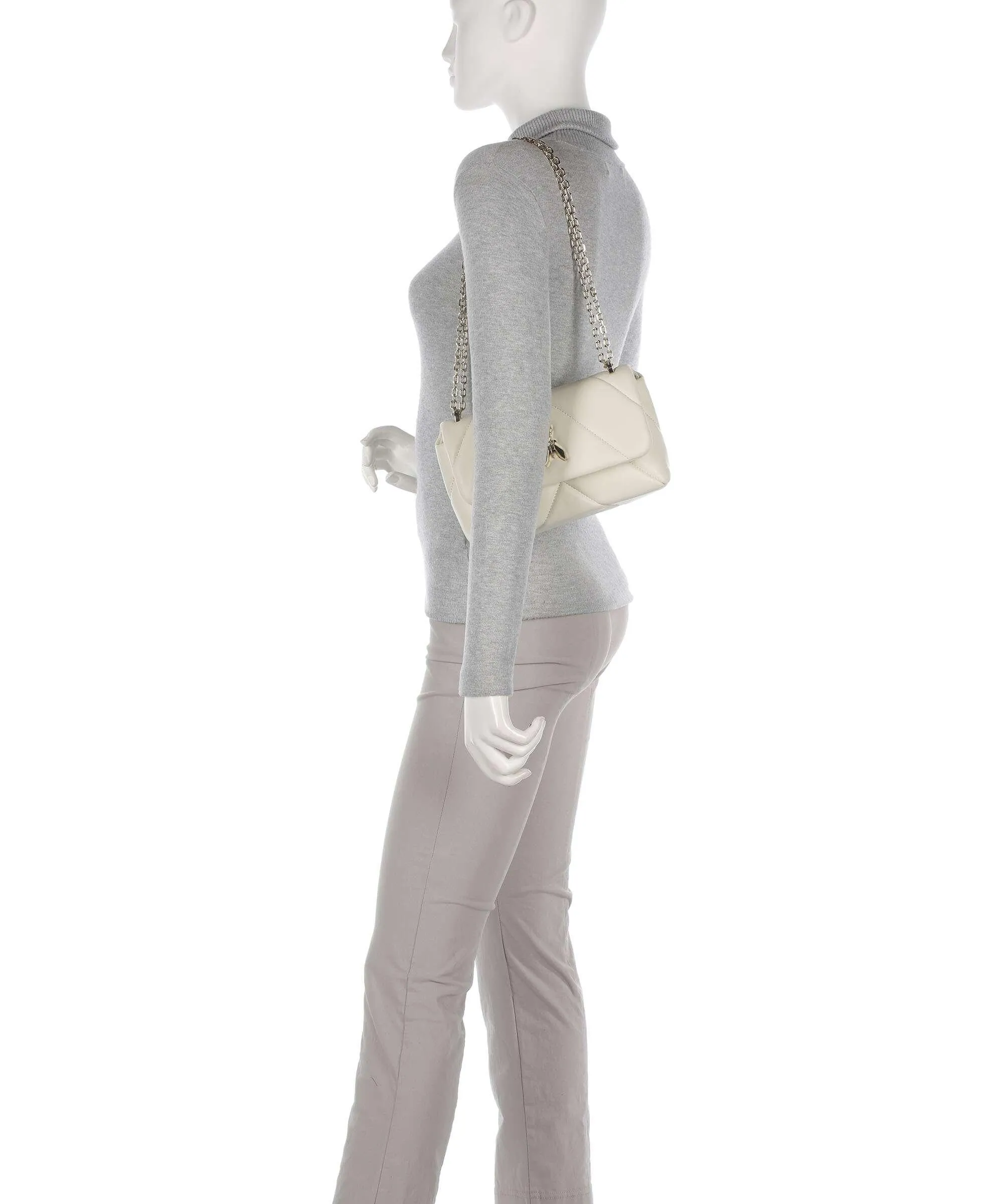  Patrizia Pepe Fly Padded Borsa a spalla pelle di capra grana avorio  