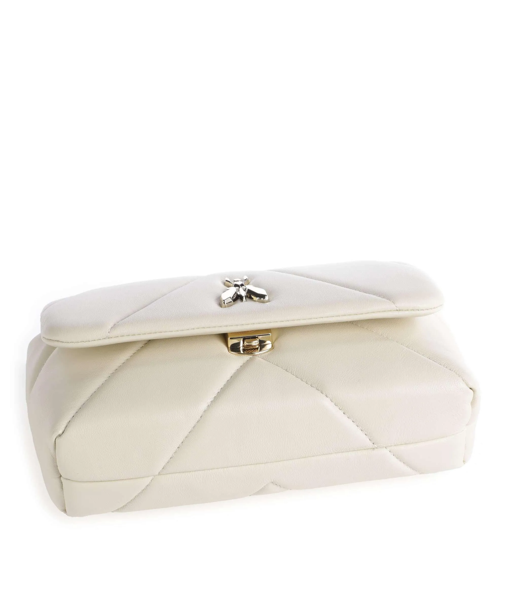  Patrizia Pepe Fly Padded Borsa a spalla pelle di capra grana avorio  
