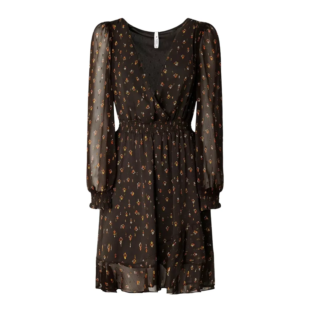 Pepe Jeans Long-sleeved dress with Leticia floral print PL953136 885 bitter