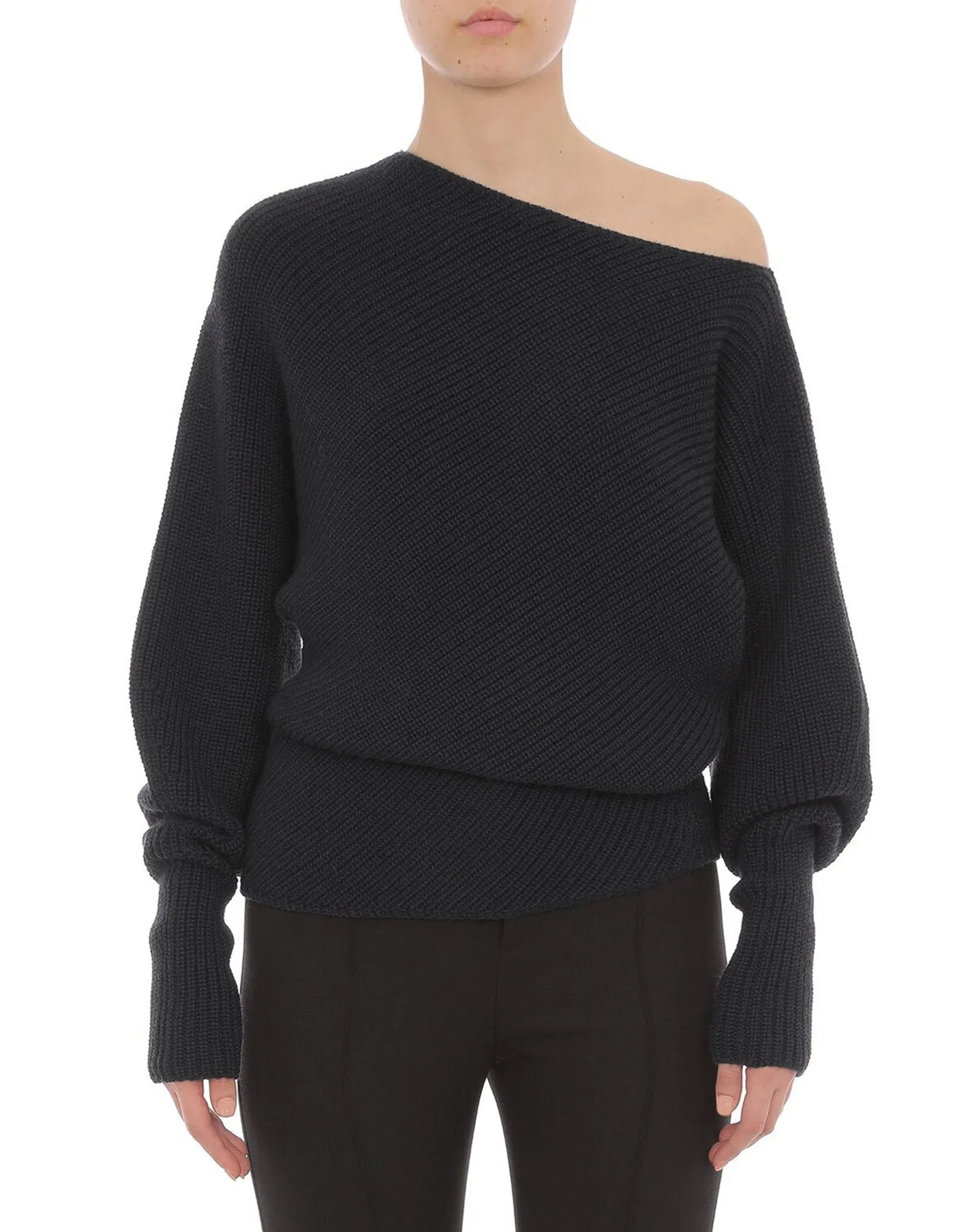 PHILOSOPHY Maglione con Scollo Asimmetrico Nero