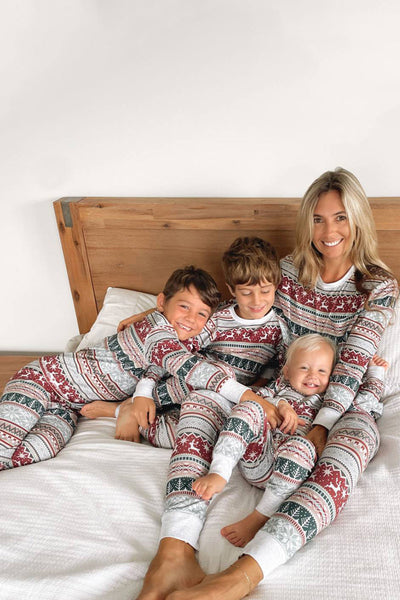 Pigiama abbinato per famiglie di Natale con motivo a strisce grigie