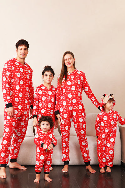 Pigiama rosso di Natale con stampa di Babbo Natale di famiglia