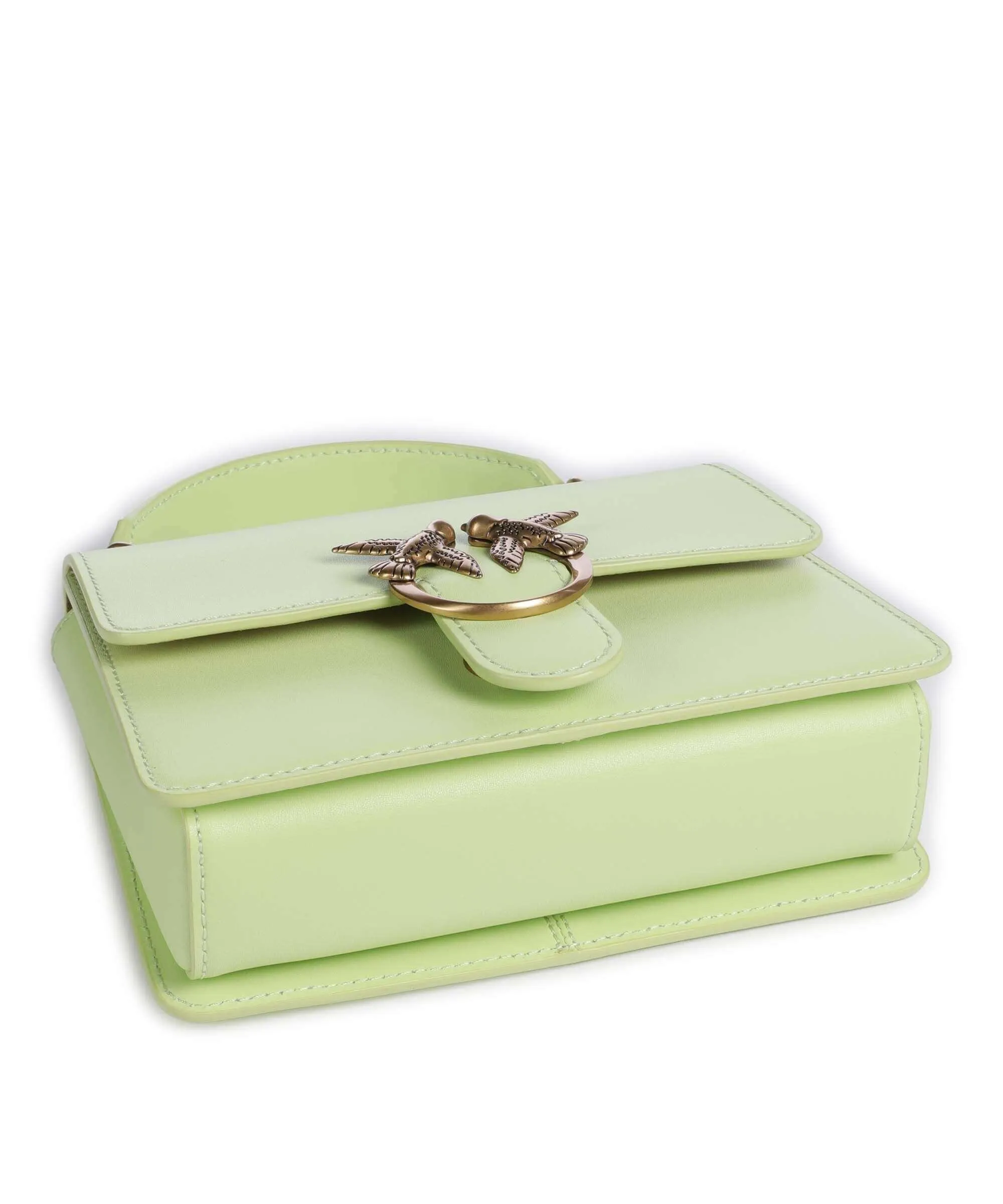  Pinko Love One Mini Borsa a tracolla pelle di vacchetta finemente grana verde chiaro  