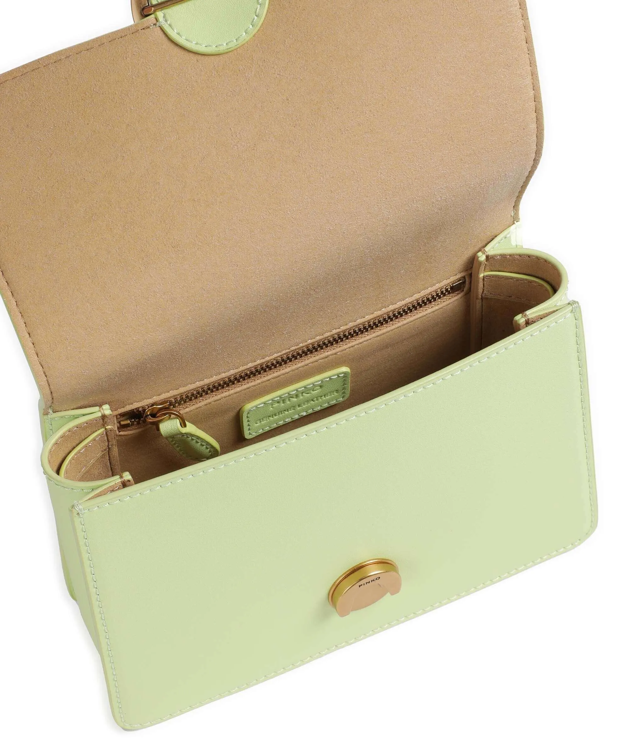  Pinko Love One Mini Borsa a tracolla pelle di vacchetta finemente grana verde chiaro  