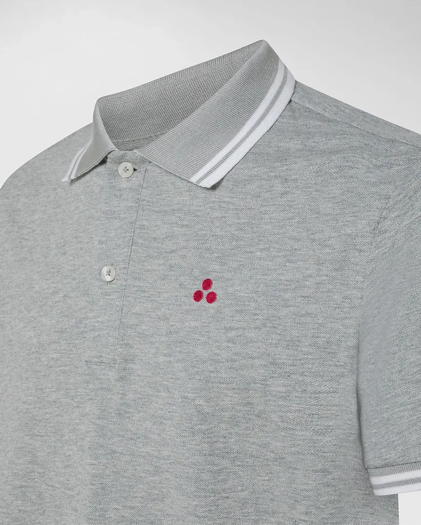 Polo grigia mezza manica con bordino bianco