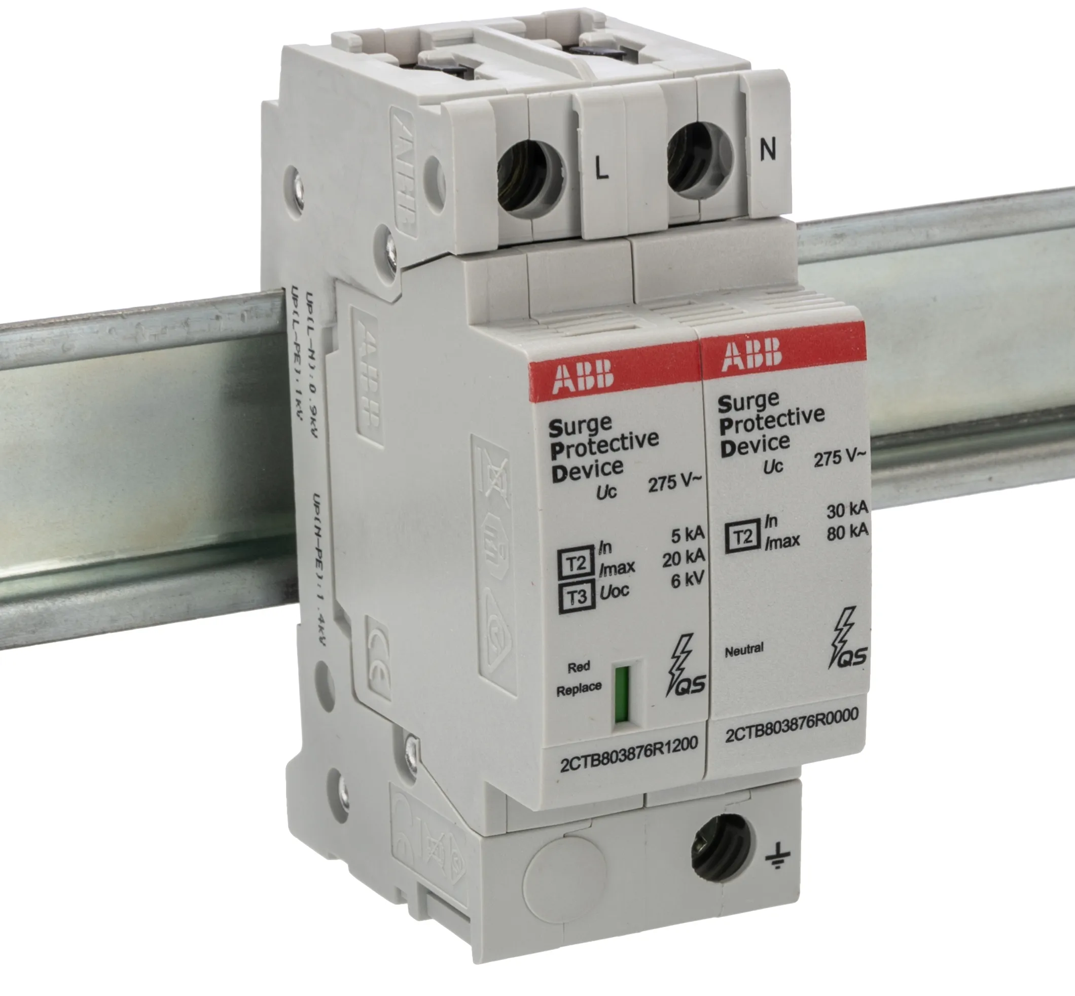 Protezione da sovraccarico 2CTB803972R1200, 2 fasi, max 100kA, 1,4kV, Montaggio Guida DIN SPD OVR CLASSE II 2CTB