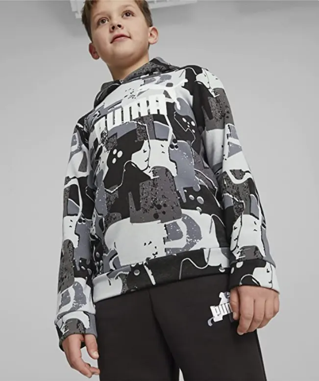 Puma Unisex boys' hoodie ESS+ Street Art AOP Hoodie TR B 673271 01 black