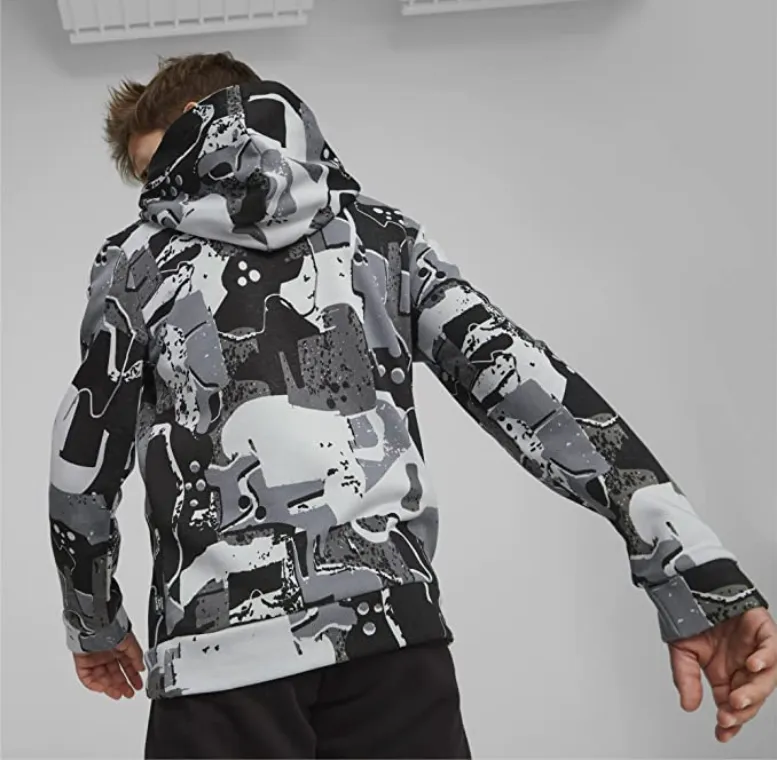 Puma Unisex boys' hoodie ESS+ Street Art AOP Hoodie TR B 673271 01 black