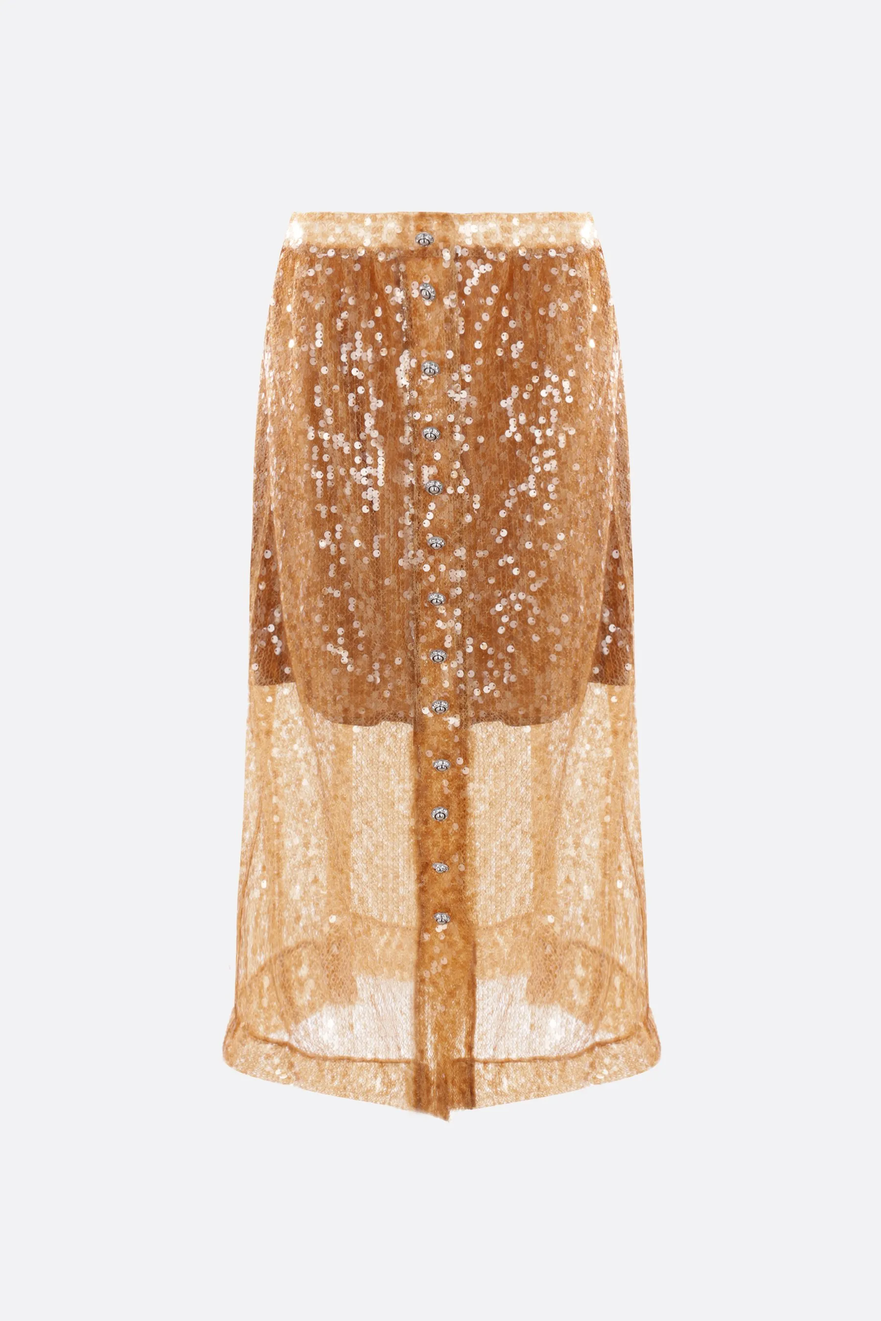  RABANNE gonna midi in rete con paillettes 