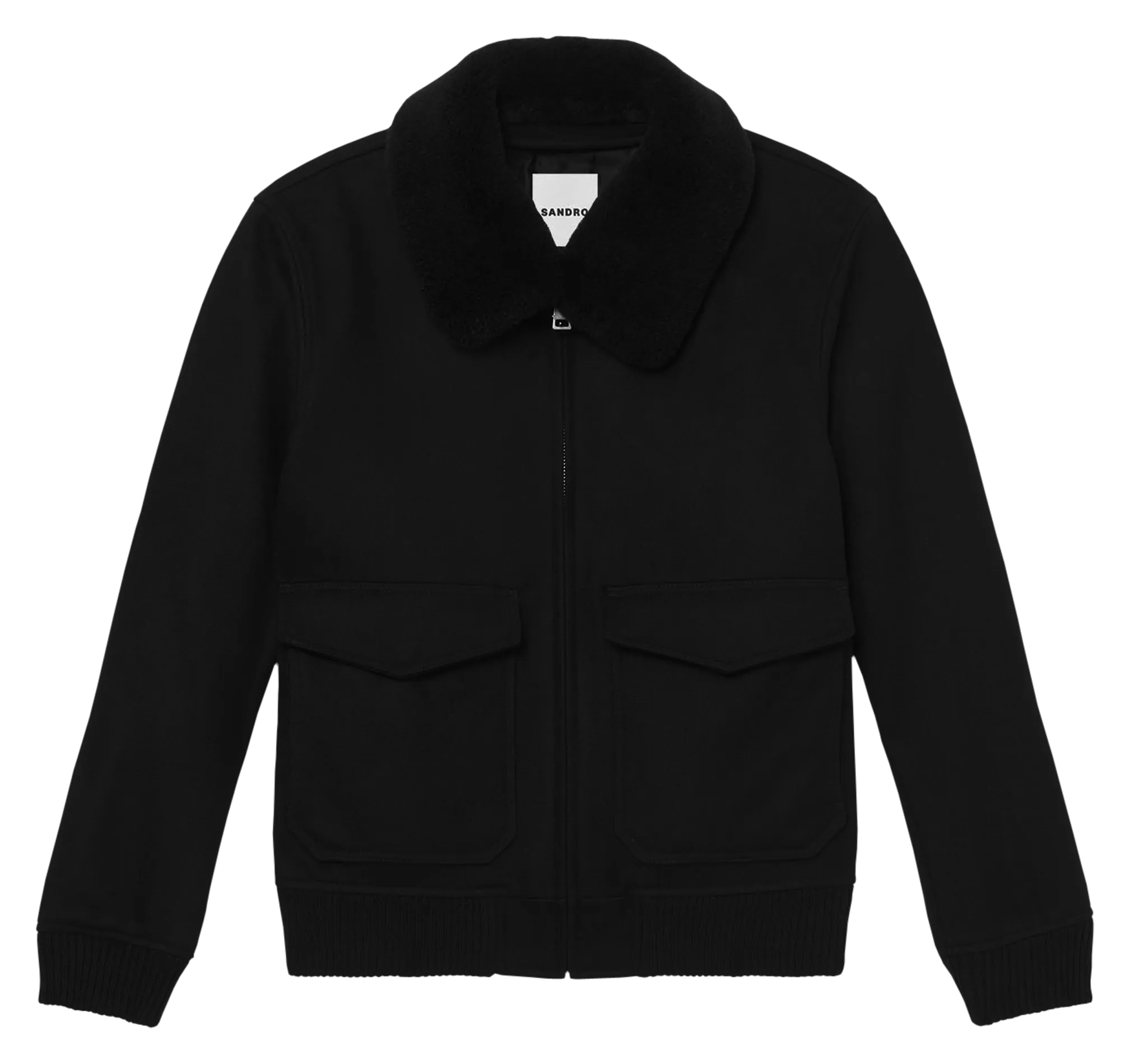  SANDRO   Giubbotto con zip in lana mélange Candice | Nero